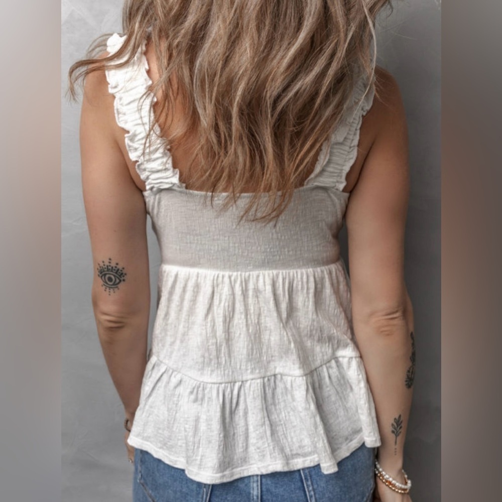 White Ruffle Top - Picture 2 of 10